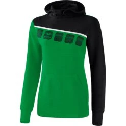 Erima Kapuzenpullover Hoodie 5C Smaragd/schwarz/weiß Damen