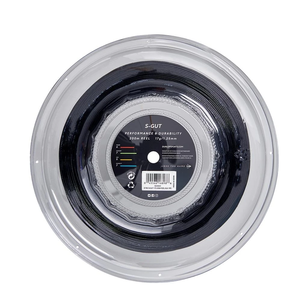 Dunlop Tennissaite Synthetic Gut (Allround) Schwarz 200m Rolle 2 Dunlop Tennissaite Synthetic Gut (Allround) Schwarz 200m Rolle – Bild 2