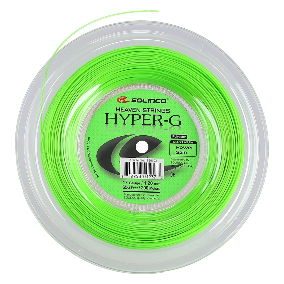 Solinco Tennissaite Hyper G (Haltbarkeit+Power) Grün 200m Rolle 2 Solinco Tennissaite Hyper G (Haltbarkeit+Power) Grün 200m Rolle – Bild 2