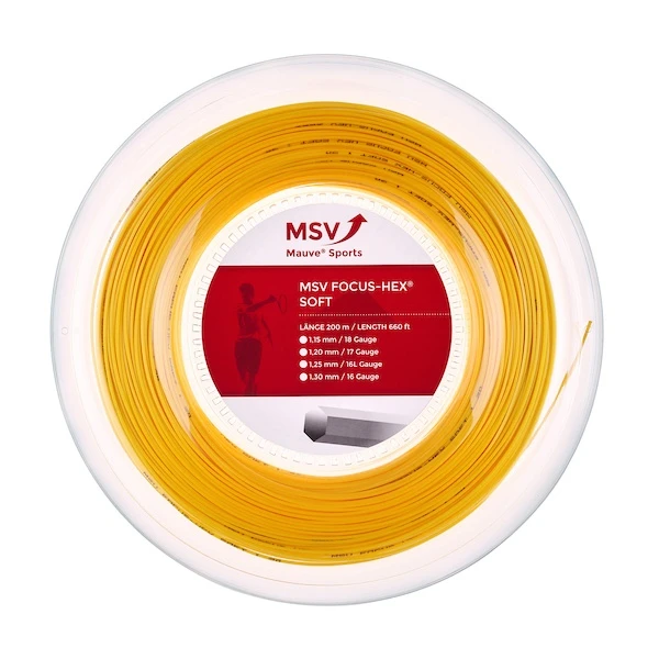 MSV Tennissaite Focus Hex Soft 1.20 (Haltbarkeit+Touch) Gelb 200m Rolle 1 MSV Tennissaite Focus Hex Soft 1.20 (Haltbarkeit+Touch) Gelb 200m Rolle