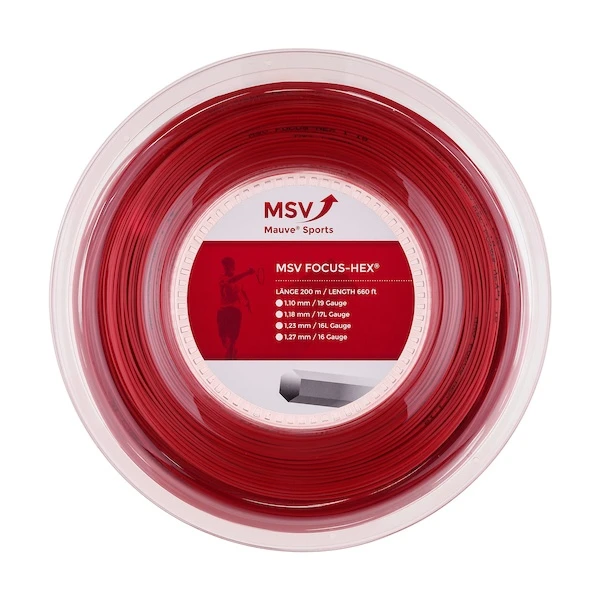 MSV Tennissaite Focus Hex (Haltbarkeit+Spin) Rot 200m Rolle 1 MSV Tennissaite Focus Hex (Haltbarkeit+Spin) Rot 200m Rolle