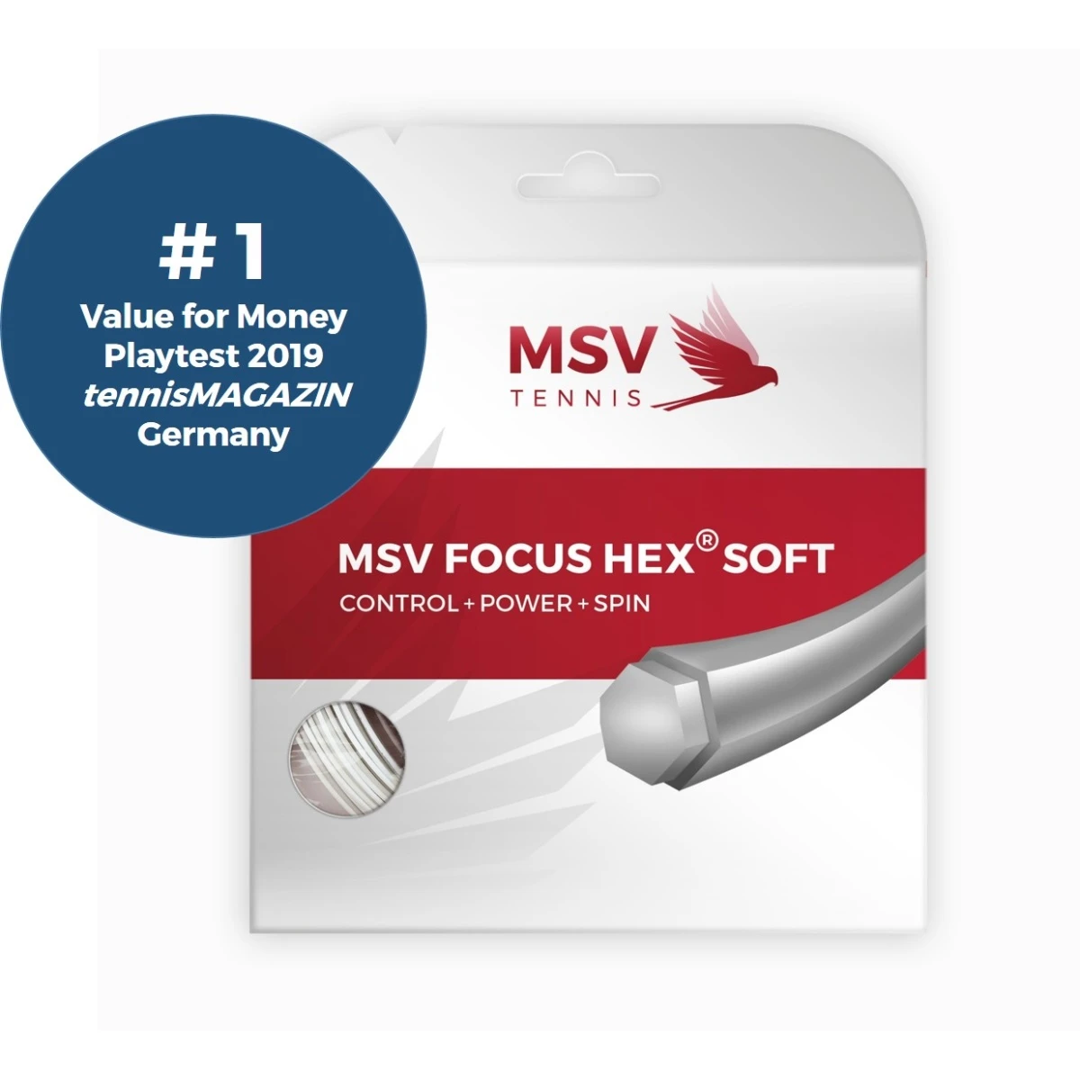 MSV Tennissaite Focus Hex Soft (Haltbarkeit+Kontrolle+Power+Spin) Weiss 12m Set 1 MSV Tennissaite Focus Hex Soft (Haltbarkeit+Kontrolle+Power+Spin) Weiss 12m Set