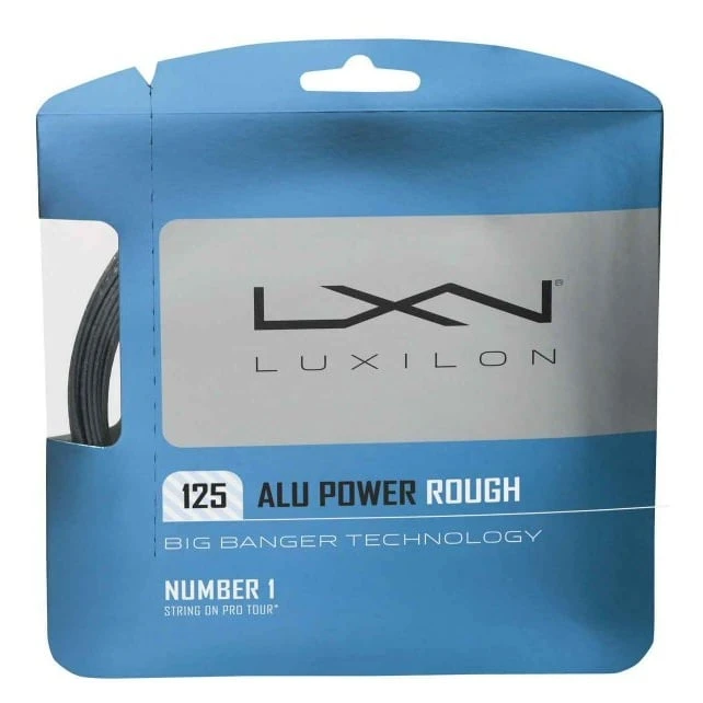 Besaitung Mit Tennissaite Luxilon Alu Power Rough (Haltbarkeit+Spin) Silber 1 Besaitung Mit Tennissaite Luxilon Alu Power Rough (Haltbarkeit+Spin) Silber