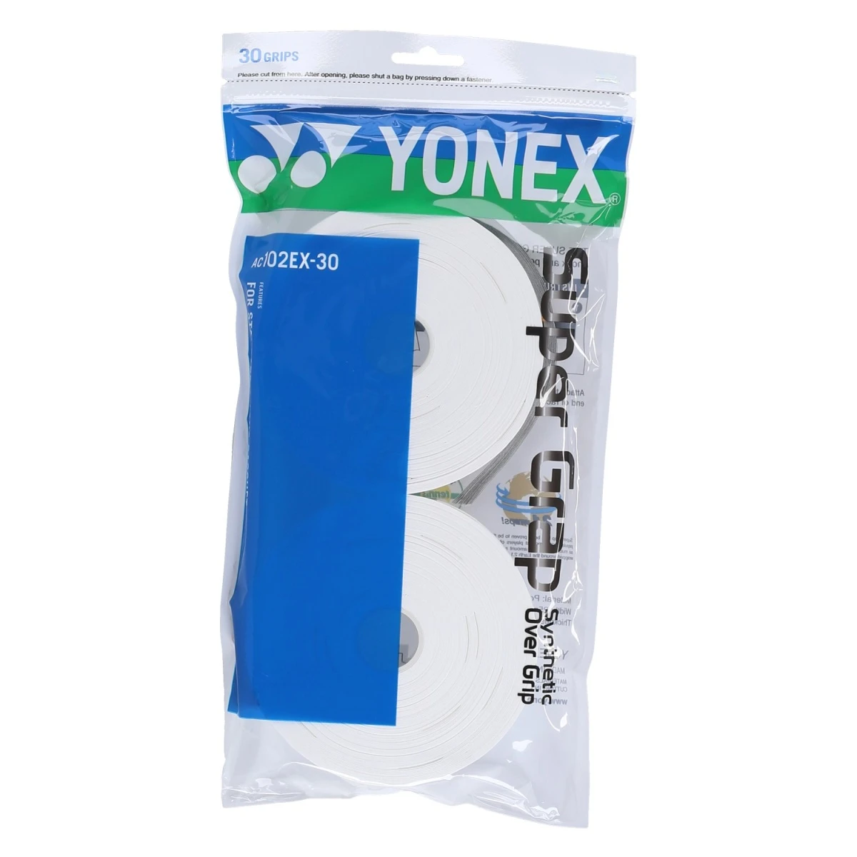 Yonex Overgrip Super Grap 0.6mm (Komfort/glatt/leicht Haftend) Weiss 30er Clip-Beutel 1 Yonex Overgrip Super Grap 0.6mm (Komfort/glatt/leicht Haftend) Weiss 30er Clip-Beutel