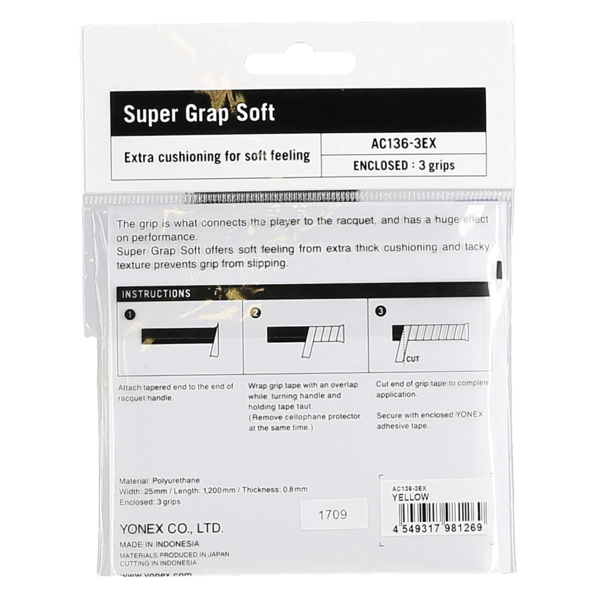 Yonex Overgrip Super Grap Soft 0.8mm Gelb 3er 2 Yonex Overgrip Super Grap Soft 0.8mm Gelb 3er – Bild 2