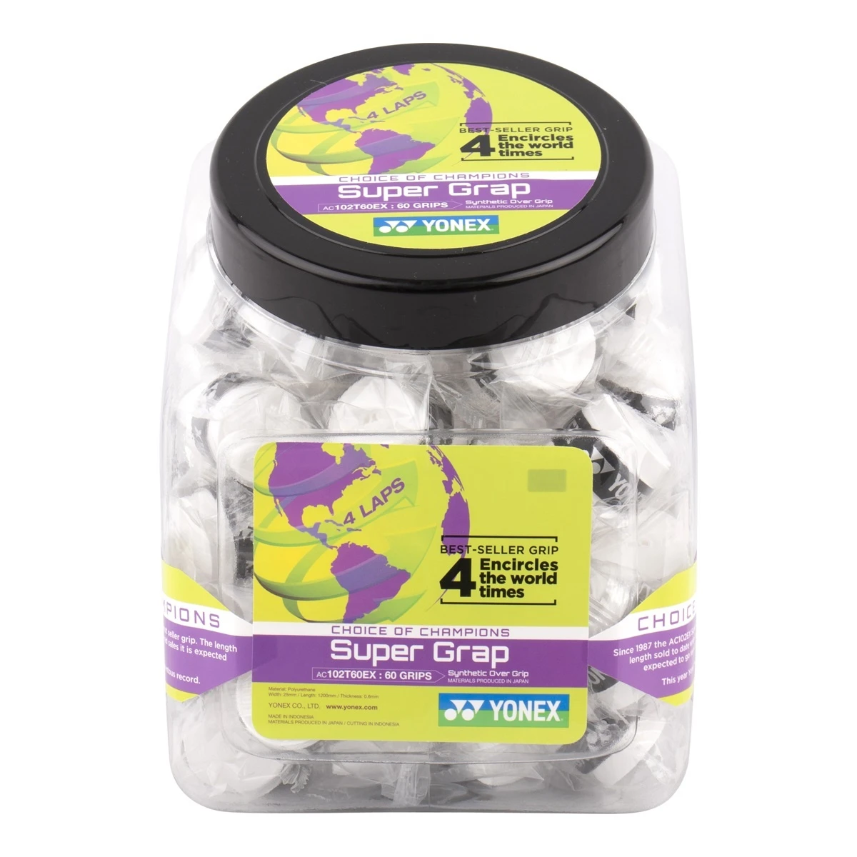 Yonex Overgrip Super Grap 0.6mm (Komfort/glatt/leicht Haftend) Weiss 60er Box 1 Yonex Overgrip Super Grap 0.6mm (Komfort/glatt/leicht Haftend) Weiss 60er Box