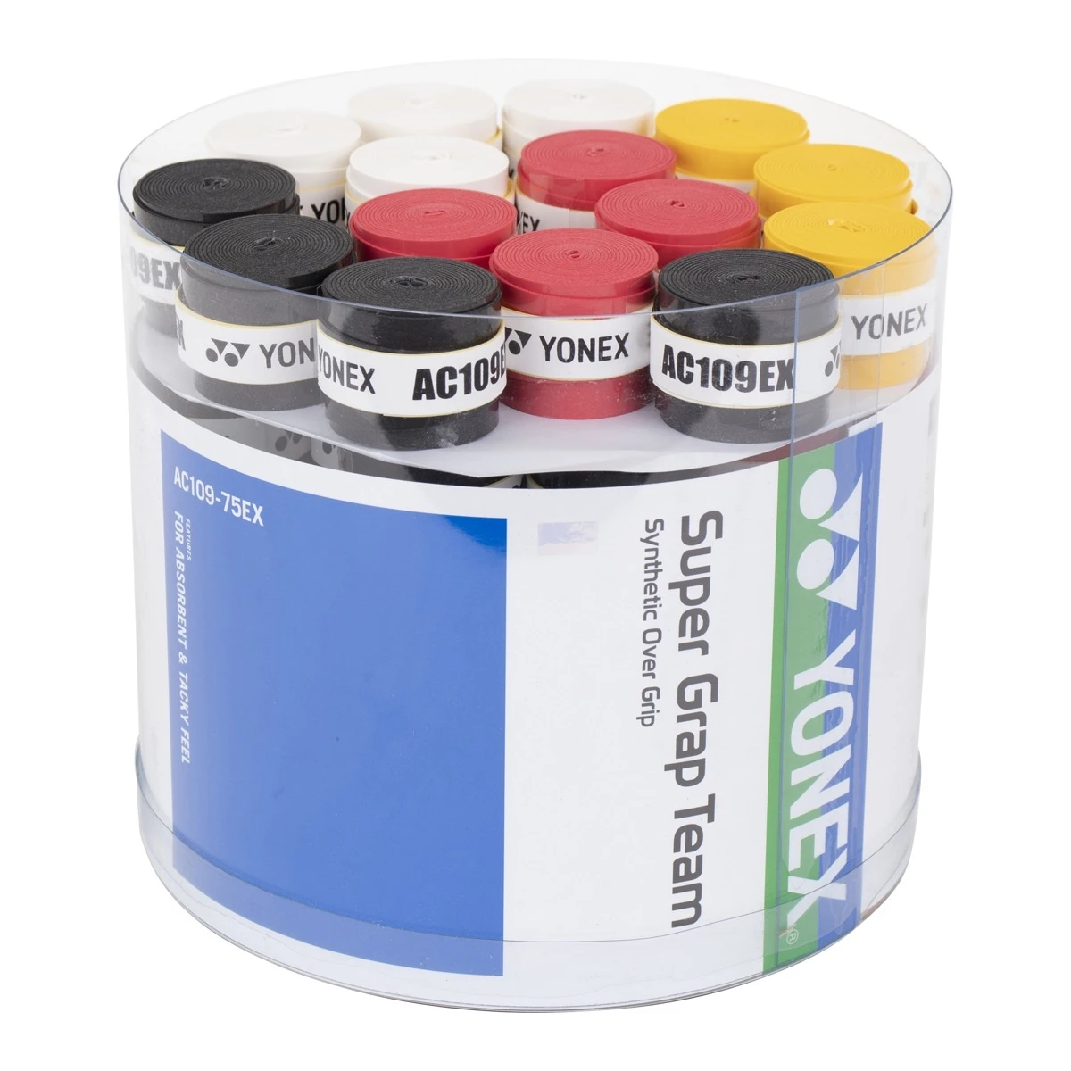 Yonex Overgrip Super Grap Team 0.75mm Sortiert (weiss, Schwarz, Rot, Gelb) 75er Box 1 Yonex Overgrip Super Grap Team 0.75mm Sortiert (weiss, Schwarz, Rot, Gelb) 75er Box