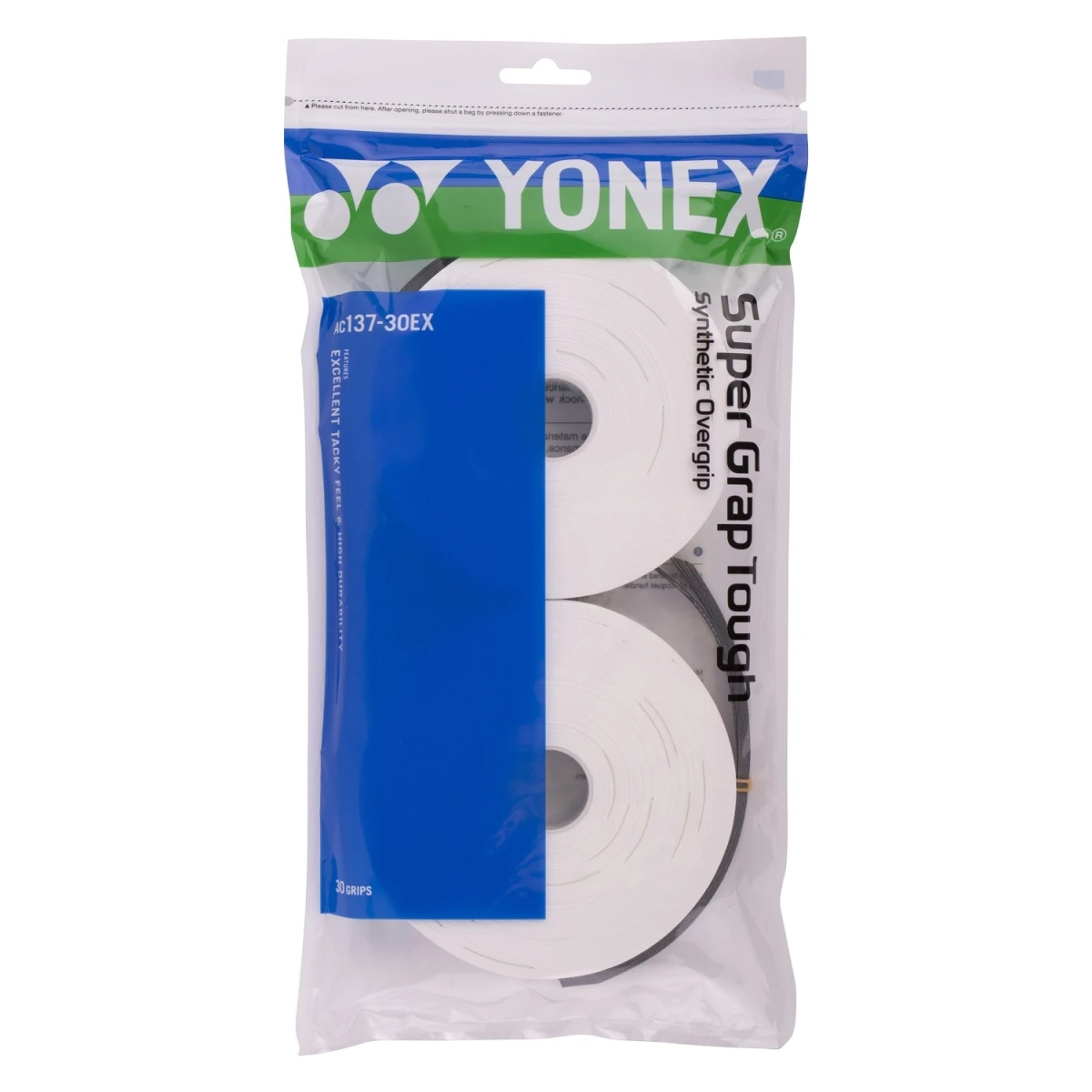 Yonex Overgrip Super Grap Tough 0.65mm Weiss 30er Clip-Beutel 1 Yonex Overgrip Super Grap Tough 0.65mm Weiss 30er Clip-Beutel