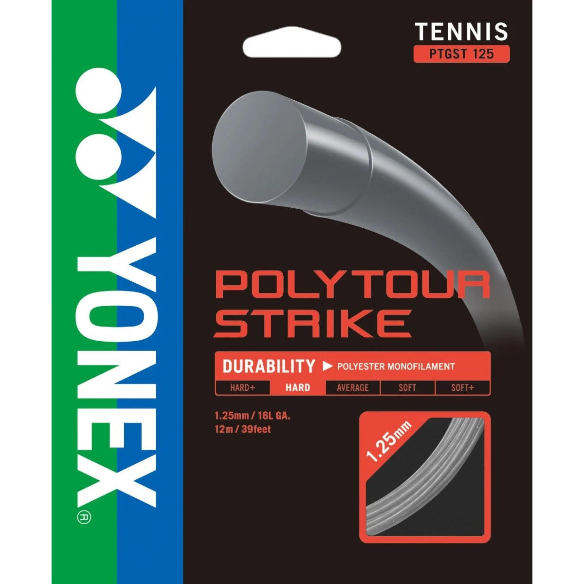 YONEX Besaitung Mit Tennissaite Poly Tour Strike (Haltbarkeit+Kontrolle) Grau 1 YONEX Besaitung Mit Tennissaite Poly Tour Strike (Haltbarkeit+Kontrolle) Grau